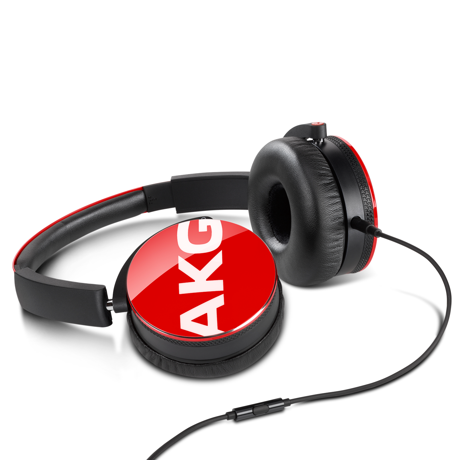 Y50 - Red - On-ear headphones with AKG-quality sound, smart styling, snug fit and detachable cable with in-line remote/mic - Detailshot 3